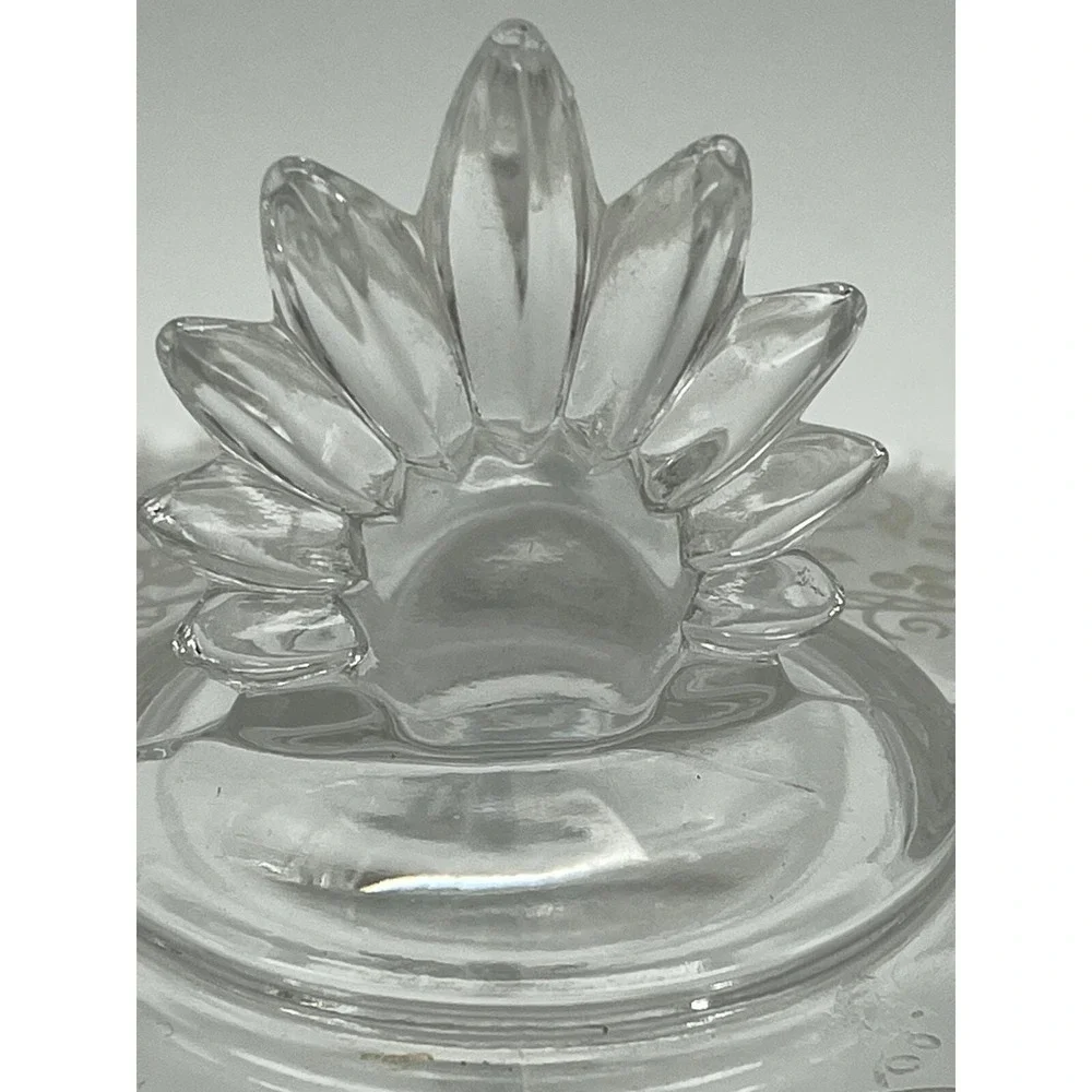 Vintage Depression Fostoria Glass 3 Part Divided Candy Dish Etched Grapes & Vine